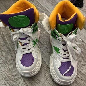 Women's White and Purple Platform Sneakers